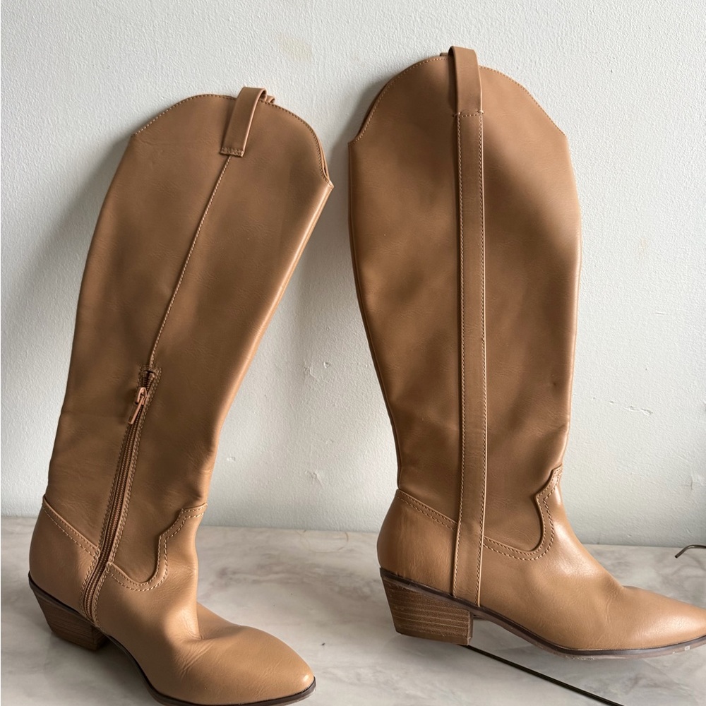 A new day Tan Leather Knee-High Boots